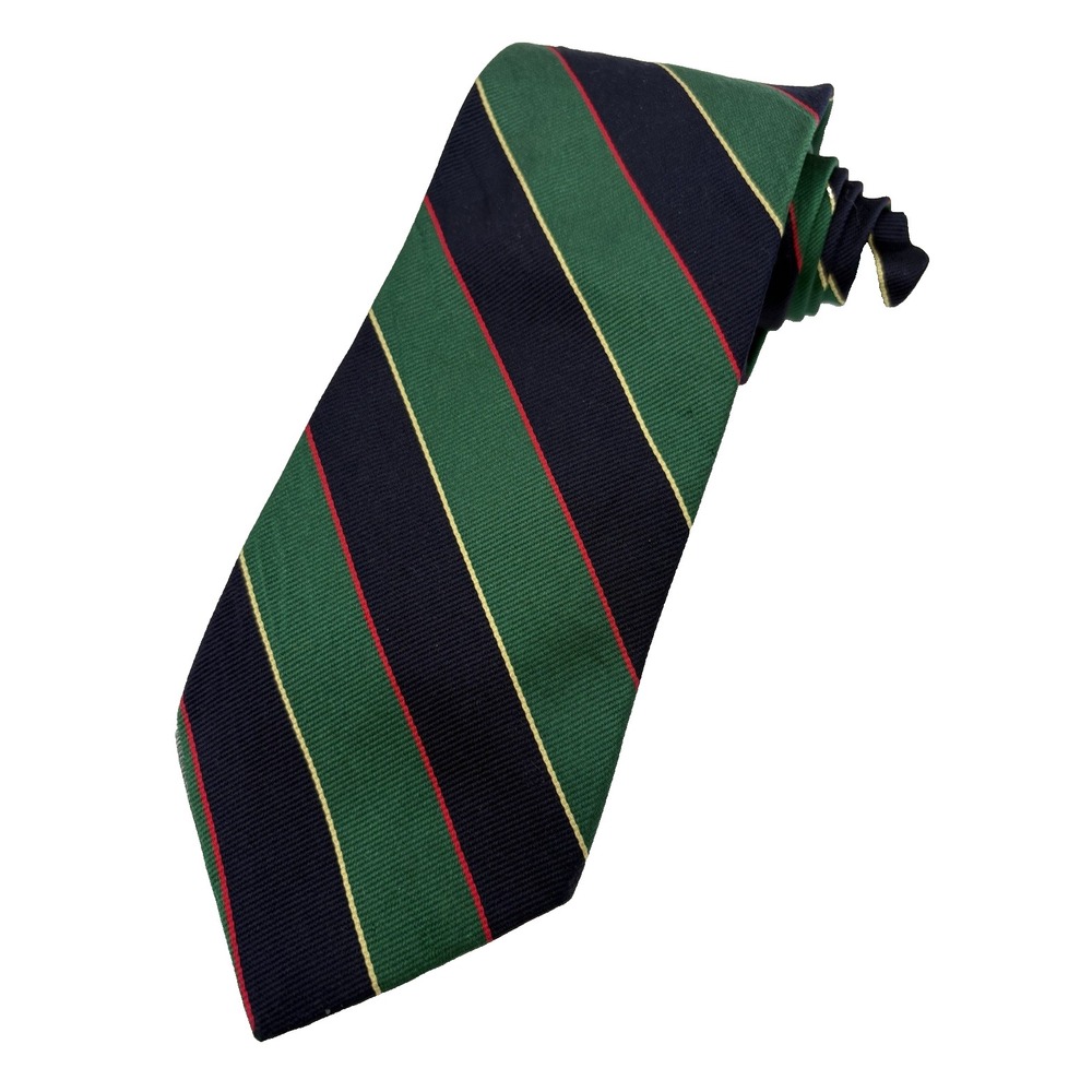 Brooks Brothers REPP Tie 100% Silk Makers Green Black Red Striped Designer
